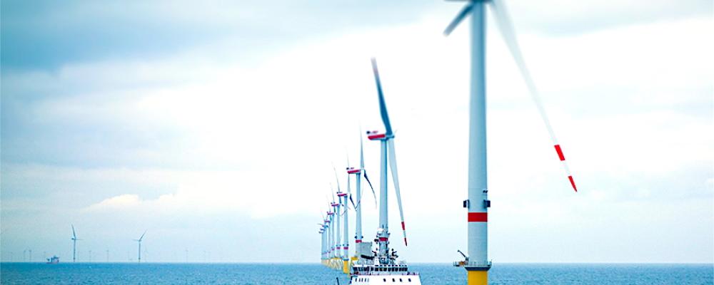 Muir Mhor är en flytande vindkraftpark utanför Skottlands östkust. Foto: Continuum Industries