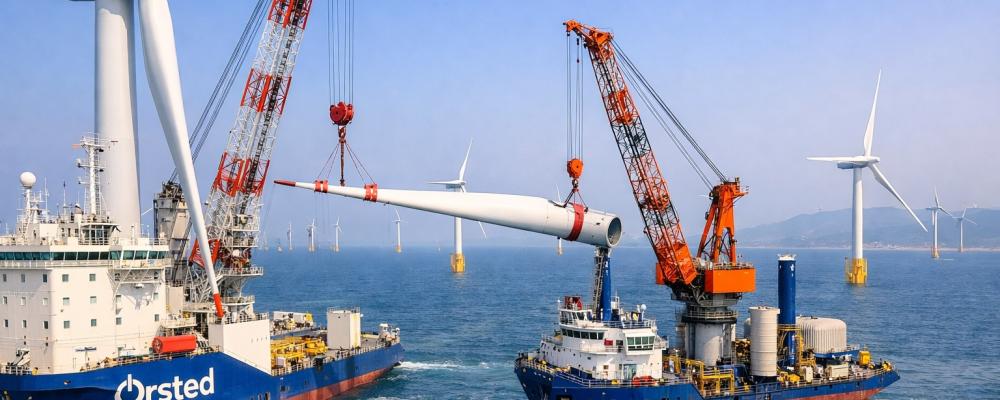 Ørsted slutför installationen av offshorevindkraft. Foto: Ørsted