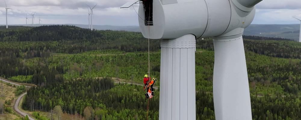 Övning i vindkraftsparken Ögonfägnaden. Pressbild: Statkraft Sverige