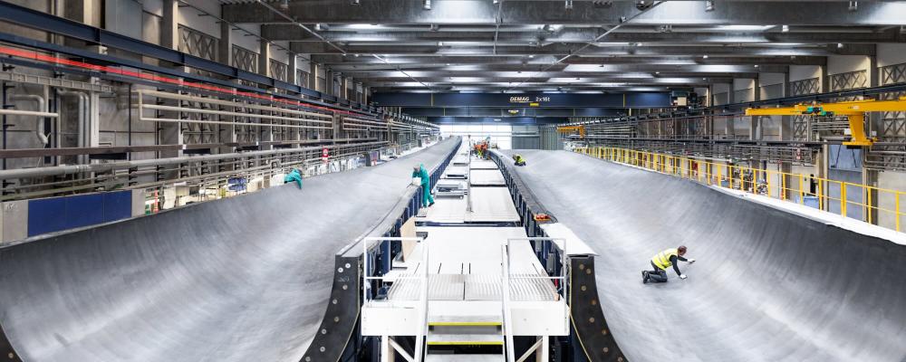 Vestas fabrik i Nakskov, där bladtillverkning sker för vindkraftverk. Foto: Vestas