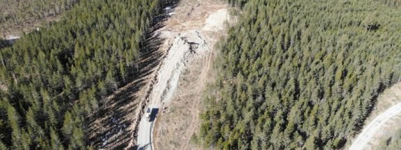 Byggnationen av tre vindparker på Skallberget, Utterberget och i Tjärnäs i Dalarna påbörjas i april 2022. Foto: Kanonaden