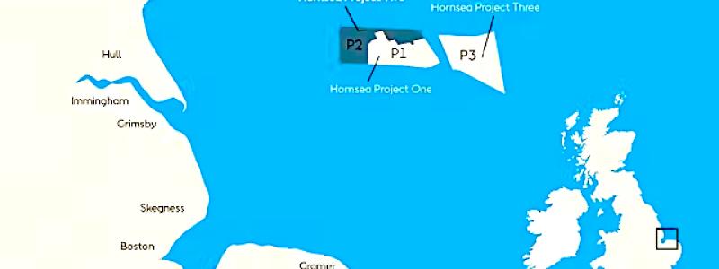 Offshore vindkraft i Hornsea 1, Hornsea 2. Karta: Ørsted
