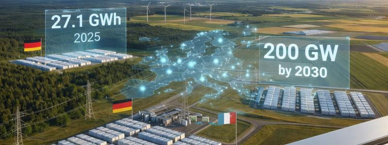 Utbyggnaden av batterilager i Europa har ökat kraftigt i takt med att andelen väderberoende elproduktion har vuxit. Kapacitetsmarknader och statliga stödprogram spelar en central roll för lönsamheten i många länder. Samtidigt är tekniken beroende av globala leverantörskedjor för kritiska metaller, och flera länder har haft problem med kostnadsökningar, förseningar och förändrade regelverk. Batterilager ses som ett viktigt komplement i elsystemet, men de ersätter inte behovet av planerbar elproduktion eller nätutbyggnad.  Illustration: ej fotografi- AI-genererat innehåll, Copyright, Conventus.