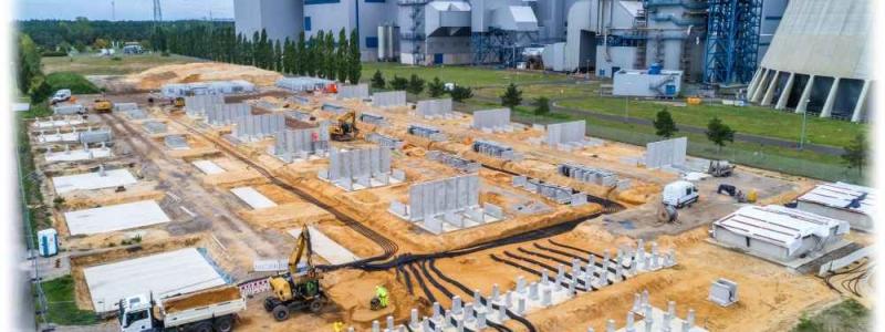 Byggarbetsplatsen för storskaliga tyska batteriet ”Bigbattery Boxberg”. Foto: Andreas Franke för LEAG.