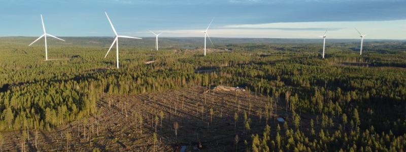 Grevekulla vindpark. Delar av området framför kommer att användas till bygget av solparken. Pressbild: European Energy