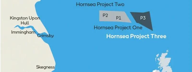 Hornsea 3 kommer att ligga 160 kilometer utanför Yorkshires kust. Även svenska företag kommer att vara leverantörer till Hornsea-3-projektet, vilket skapar arbetstillfällen i Sverige. Karta: Ørsted