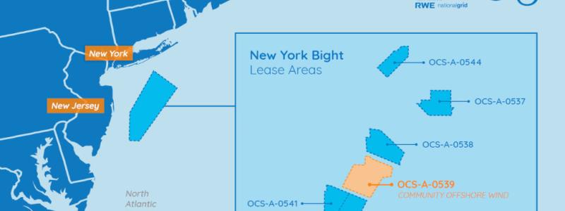Om förslaget godkänns, kommer det att bli det största havsbaserade vindkraftsprojektet som någonsin har upphandlats i USA. Karta: Community Offshore Wind.