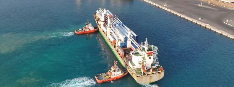 De första vindkraftverken levereras till Neoms 2,2 GW stora gröna vätgasprojekt i Saudiarabien. Foto: Neom Green Hydrogen Company