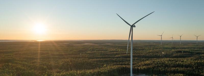 Bilden visar ett annat av vindkraftbyggaren OX2:s projekt, nämligen det i finländska orten Lamminkangas. Foto: OX2