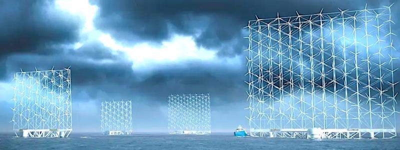 Windcatcher är konstruerad för att hantera de kraftiga vindarna i Europas norra hav och förväntas minska kostnaderna för flytande vindkraft till mellan fyrtio och sextio euro per megawattimme. Bild: Windcatcher-projektet, Wind Catching Systems (WCS)