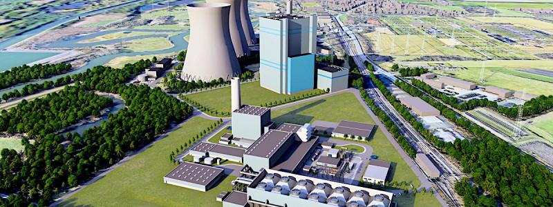 Planerat gaskraftverk i den tyska energigiganten RWEs nya koncept – de planerade enheterna ska fungera som reservkapacitet i ett energisystem baserat på förnybara källor. Bild: RWE