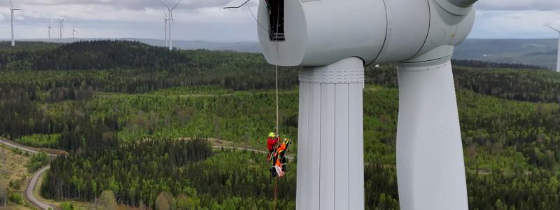 Övning i vindkraftsparken Ögonfägnaden. Pressbild: Statkraft Sverige