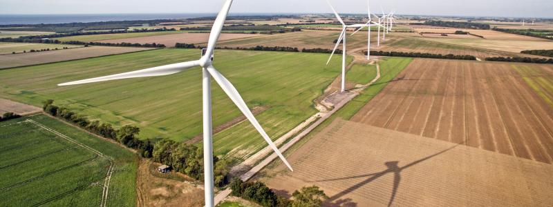 Vestas vindpark på land i Rödby i södra Danmark. Foto: Vestas