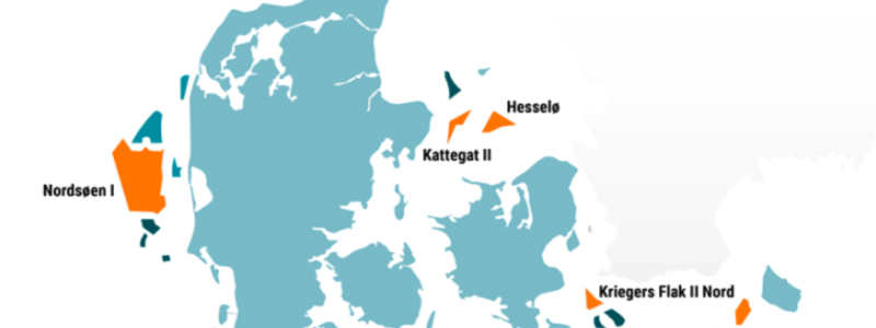 Inga anbud har kommit in för de sex utlysta havsvindkraftparkerna i Nordsjön och Östersjön. Karta: Energistyrelsen