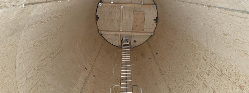 Modulära vindkrafttorn tillverkade av trä. Pressbild: Modvion