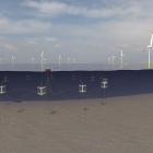 Visualisering av samlokalisering av flytande vindkraft och fiskodling till havs. Av: Nordwest3D
Upphovsrätt: Subfarm