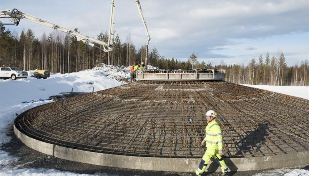 Vindkraft fundament. Foto:  Erik Holmstedt NCC