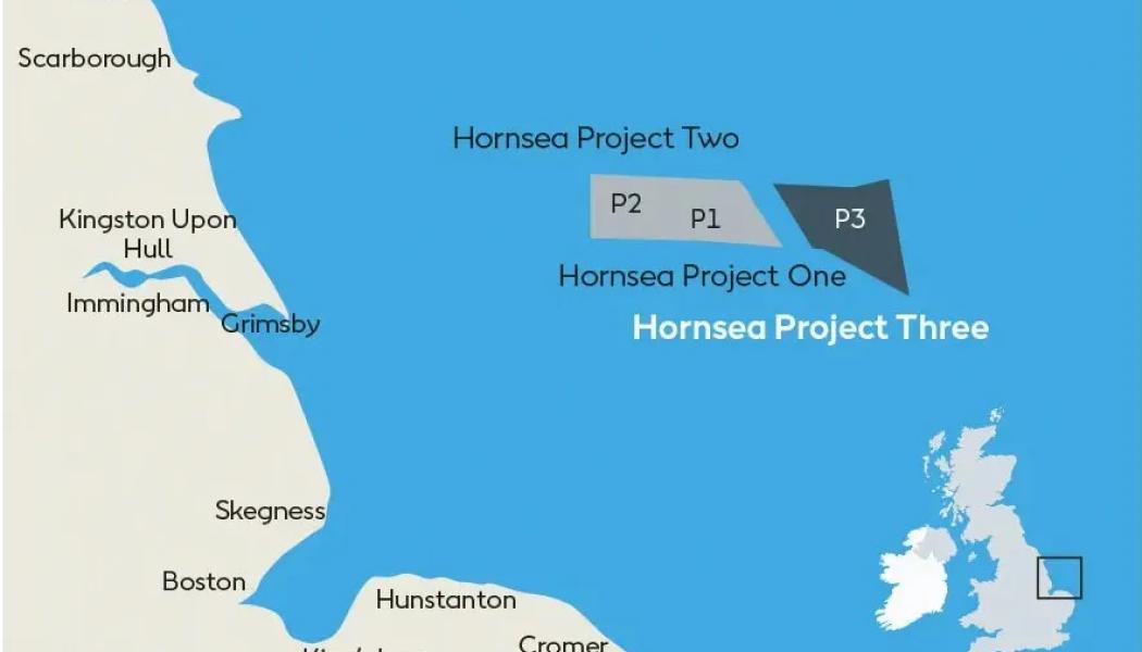 Hornsea 3 kommer att ligga 160 kilometer utanför Yorkshires kust. Även svenska företag kommer att vara leverantörer till Hornsea-3-projektet, vilket skapar arbetstillfällen i Sverige. Karta: Ørsted