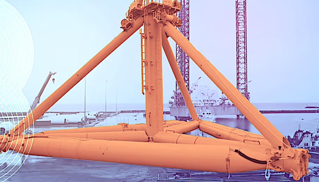Komponenter för offshore-vindanläggningar väntar på transport. Foto: Stiesdal