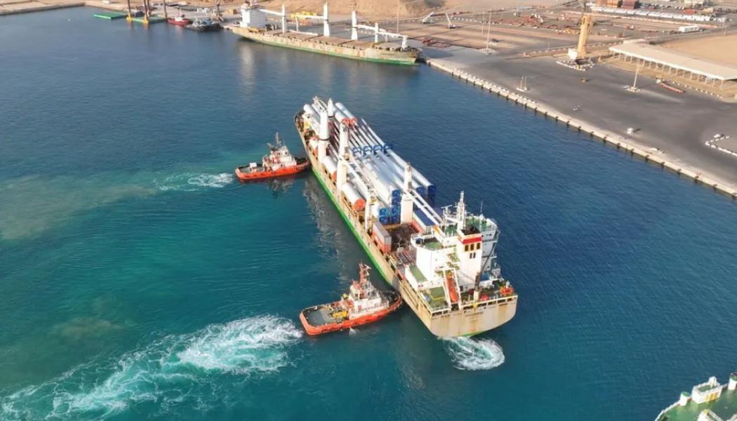 De första vindkraftverken levereras till Neoms 2,2 GW stora gröna vätgasprojekt i Saudiarabien. Foto: Neom Green Hydrogen Company