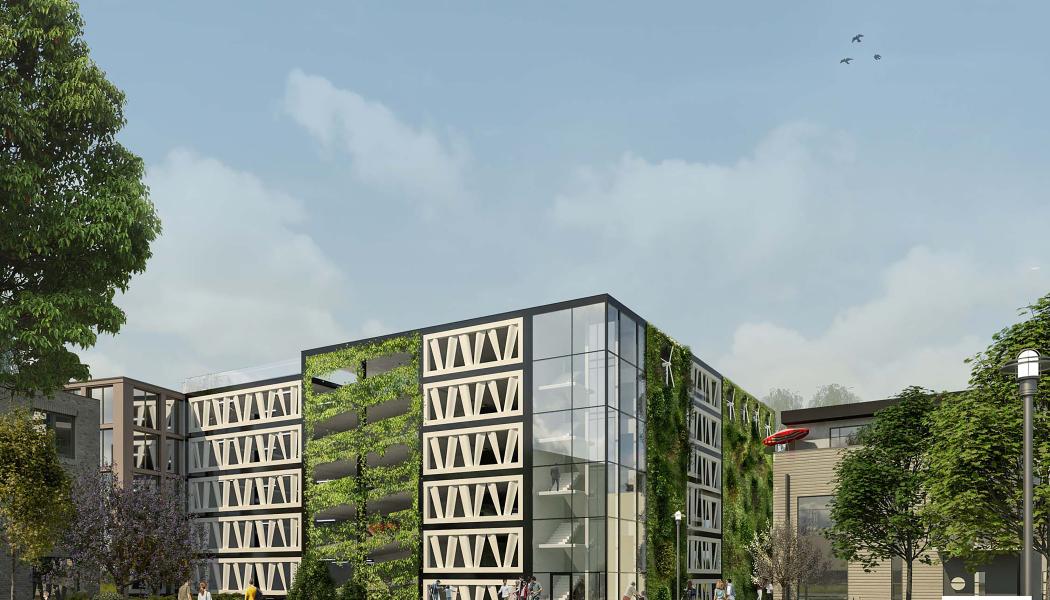 Invigning av Europas första p-hus med återbrukade vindkraftsvingar – i Lund