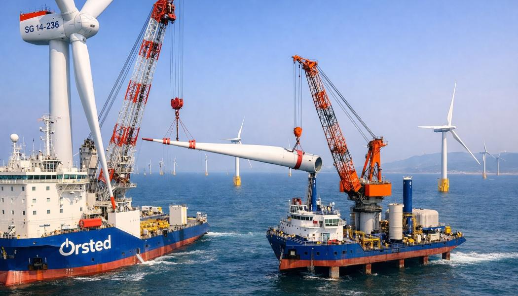 Ørsted slutför installationen av offshorevindkraft. Foto: Ørsted 