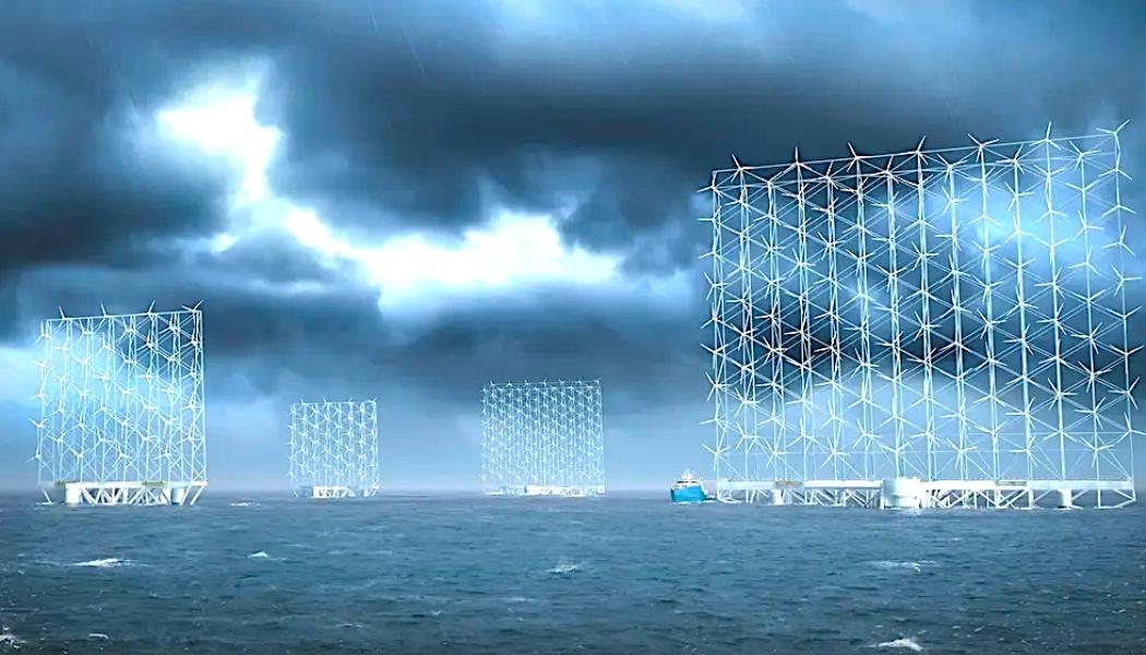 Windcatcher är konstruerad för att hantera de kraftiga vindarna i Europas norra hav och förväntas minska kostnaderna för flytande vindkraft till mellan fyrtio och sextio euro per megawattimme. Bild: Windcatcher-projektet, Wind Catching Systems (WCS)