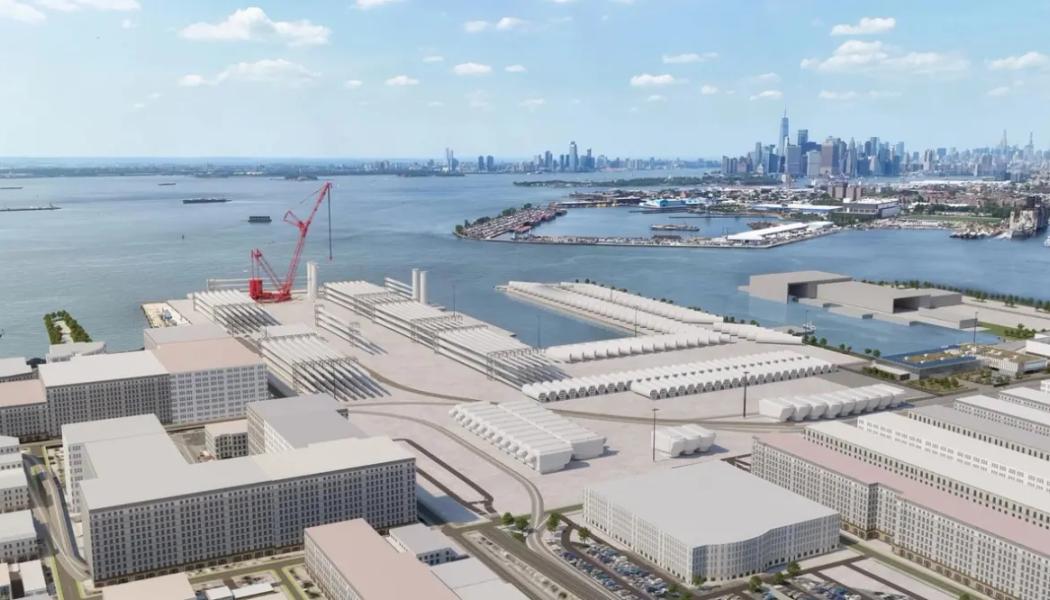 Byggarbetet på land är igång vid South Brooklyn Marine Terminal. Empire Wind 1 blir USA:s första havsbaserade vindkraftsprojekt som kopplas direkt till elnätet i New York City, med målet att leverera första elen i slutet av 2026. Bild: Equinor