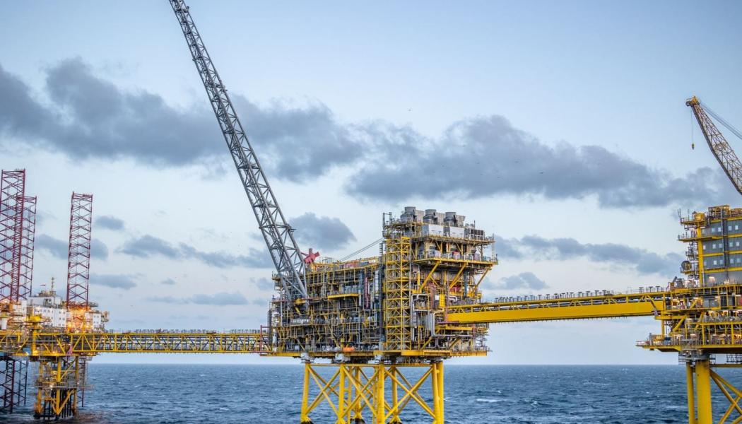 Plattformar vid Danmarks största naturgasfält. Foto: Total Energies