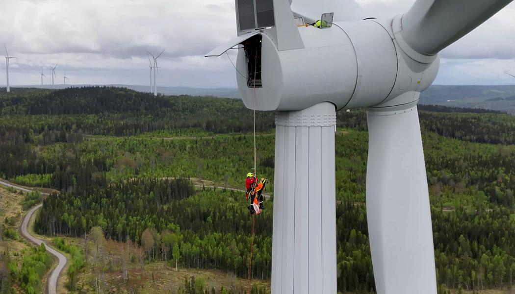 Övning i vindkraftsparken Ögonfägnaden. Pressbild: Statkraft Sverige