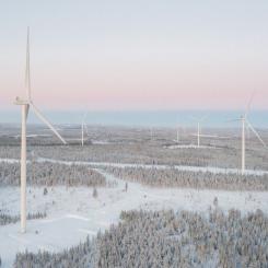 Vattenfall Eldistribution har färdigställt en ny station till Fjällbohedens vindkraftpark utanför Skellefteå och nu kan 165 GWh förnybar el årligen tillföras till elnätet. Foto: FuGen