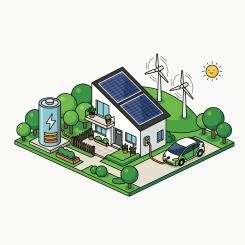 Illlustration över enrgikällor. Illustration av: Alghozy / Unsplash