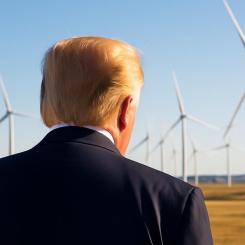 Trump-administrationens nya energilag stoppar stöd till sol och vind, höjer tullar och pressar försäkringskostnader – branschen varnar för massiva bakslag. AI-genererad bild - ej ett fotografi, Upphovsrätt: Conventus.