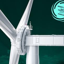 Grundversionen av E-175 EP5 är för närvarande i prototypfasen. Prototypens huvudkomponenter – gondol, rotorblad och rotorhub – genomgår för närvarande slutliga tester i Enercons forsknings- och utvecklingsavdelnings testområde för stora komponenter. Därefter kommer de att transporteras till installationsplatsen för den första prototypen i Borchen-Etteln (Nordrhein-Westfalen, Tyskland). Under tiden har tornkonstruktionen på denna plats avslutats. Bild: Enercon
