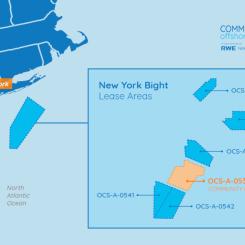 Om förslaget godkänns, kommer det att bli det största havsbaserade vindkraftsprojektet som någonsin har upphandlats i USA. Karta: Community Offshore Wind.
