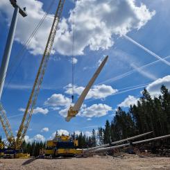 På Vindpark Örken har två vindmöllor fått renoverade turbiner och nya rotorblad. Foto: RWE