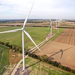 Vestas vindpark på land i Rödby i södra Danmark. Foto: Vestas