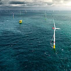 Ett antal Vestas tidigare installerade vindturbiner i viken Deutsche Bucht. Symbolbild. Foto: Vestas