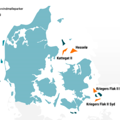 Inga anbud har kommit in för de sex utlysta havsvindkraftparkerna i Nordsjön och Östersjön. Karta: Energistyrelsen