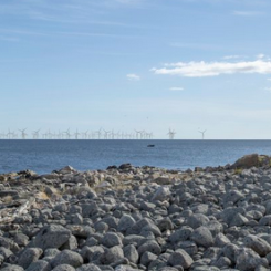 Visualiseriung av exempel med 108 vindkraftverk med en höjd av 350 meter. Visualisering: Svea Vind